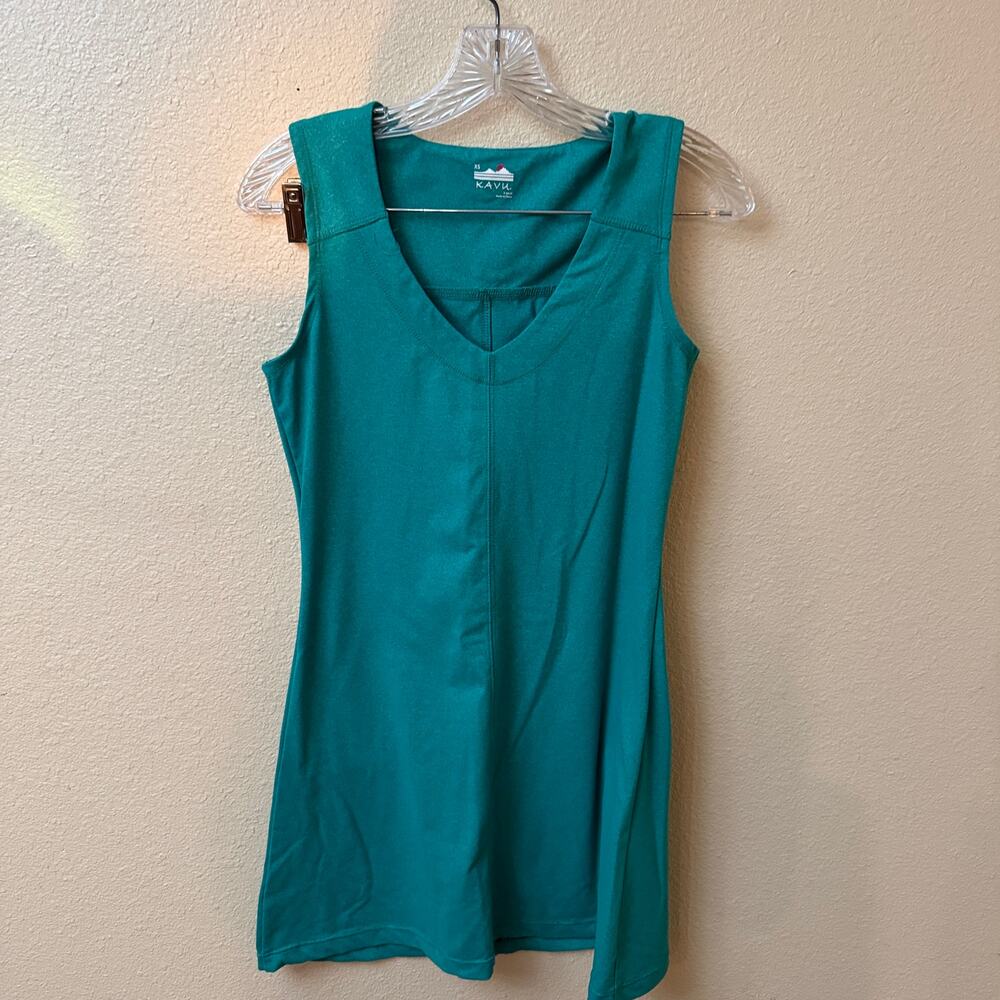 KAVU Eve Fit and Flare Athletic Dress XS Teal athleisure Granola Girl Travel